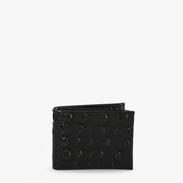 Brahmin Black Leather Bifold Wallet - Black Melbourne