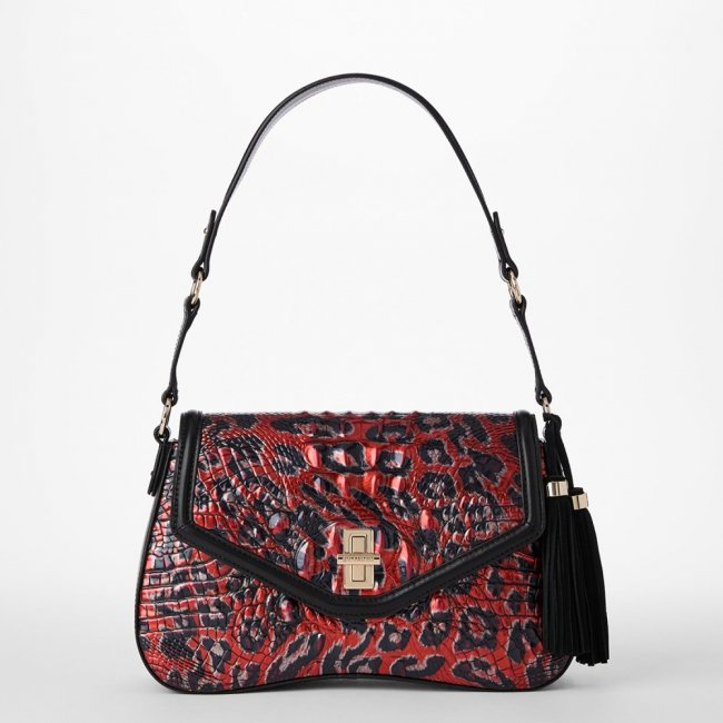 Brahmin Nerida Leather Shoulder Bag - Red Leopardess