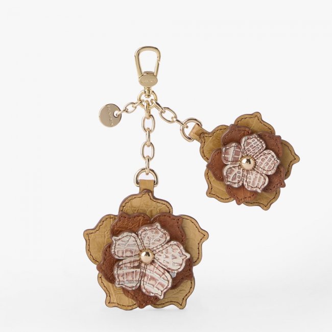 Brahmin Flower Duo Leather Charm - Natural Flashback
