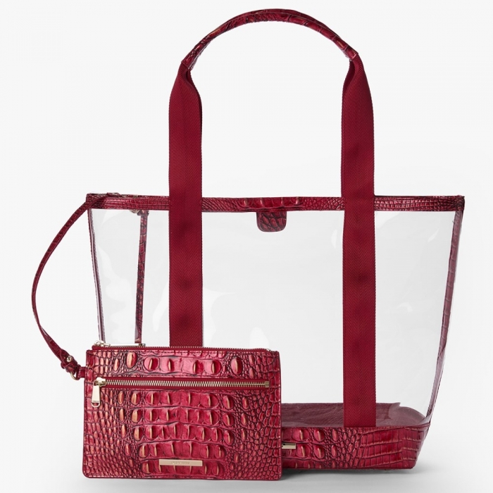 Brahmin Brooke Transparent Tote - Crimson Seagate