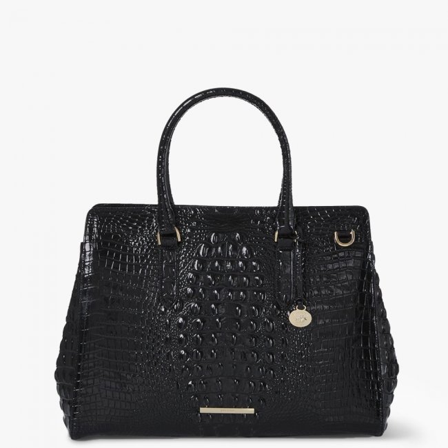 Brahmin Finley Black Carryall Satchel - Black Melbourne