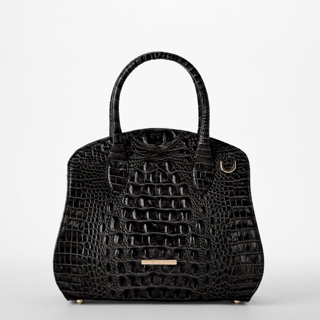 Brahmin Rosetta Leather Satchel - Black Melbourne