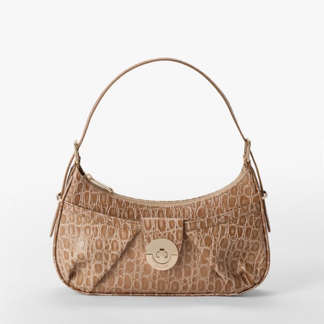 Brahmin Kyrie Leather Shoulder Bag - Timeless Taupe Bayem