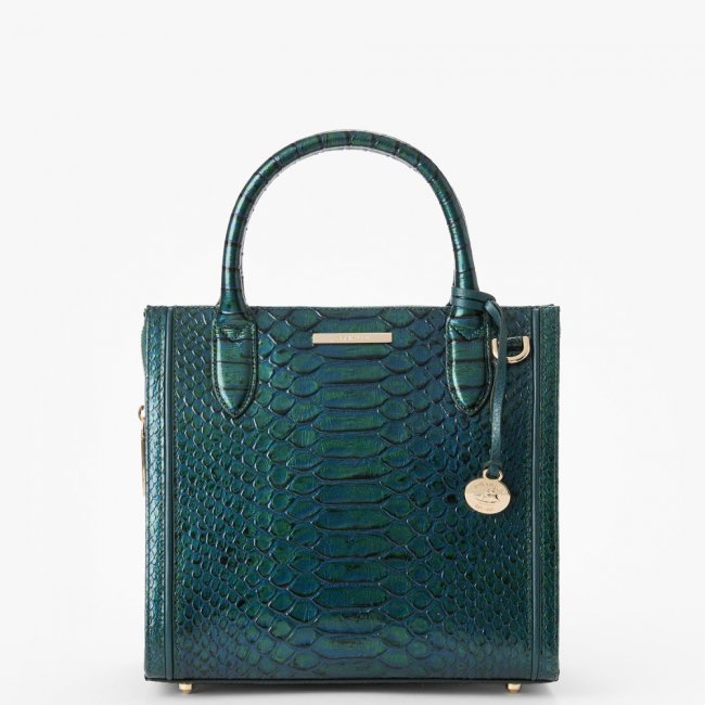 Brahmin Small Caroline Leather Satchel - Evergreen Kalopsia