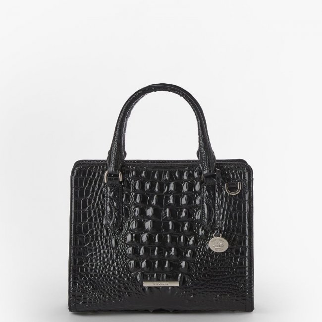Brahmin Cami Leather Satchel - Black Melbourne Silver Hardware
