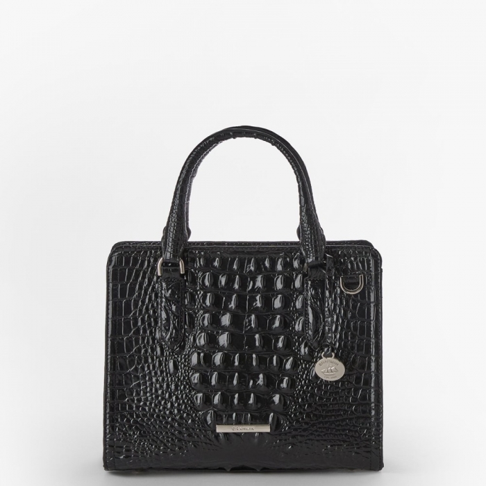 Brahmin Cami Leather Satchel - Black Melbourne Silver Hardware