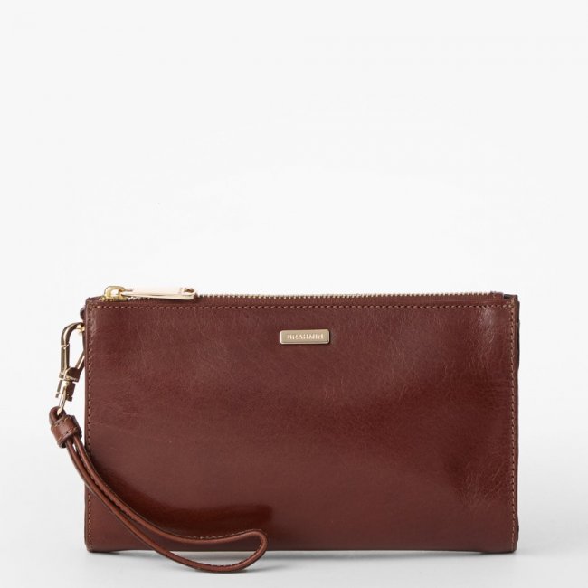 Brahmin Daisy Leather Wristlet - Cognac Topsail