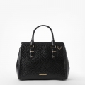 Brahmin Small Finely Leather Satchel - Black Hematite