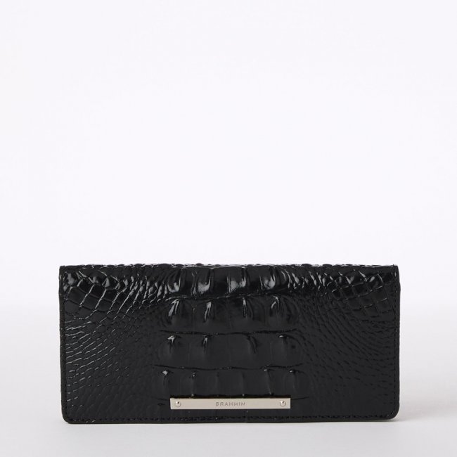 Brahmin Ady Black Leather Wallet - Black Melbourne Silver Hardware