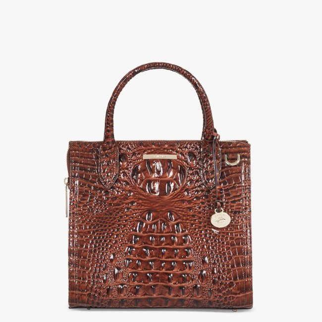 Brahmin Small Caroline Leather Satchel - Pecan Melbourne
