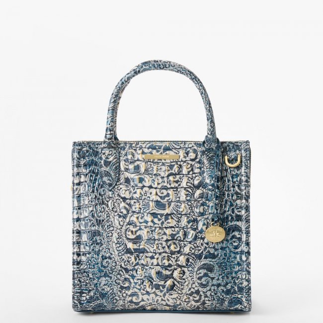 Brahmin Small Caroline Leather Satchel - Blue Filigree