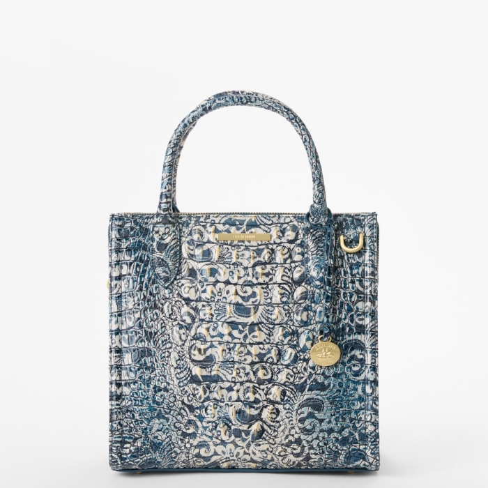 Brahmin Small Caroline Leather Satchel - Blue Filigree