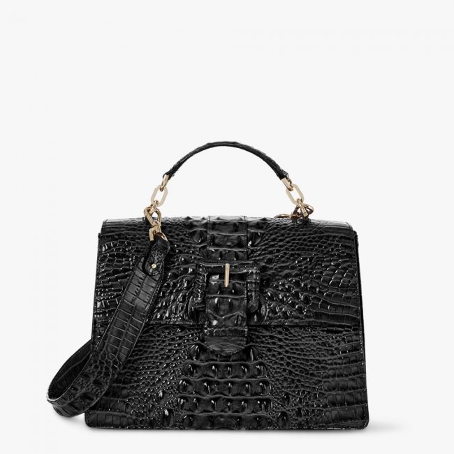 Brahmin Hallie Leather Satchel - Black Melbourne