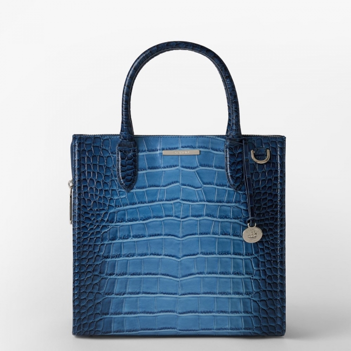 Brahmin Caroline Leather Satchel - Heavenly Blue Lumeria