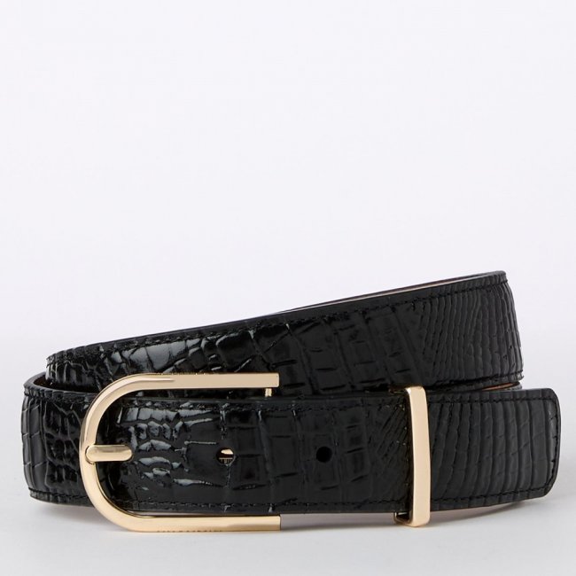Brahmin Medium Leather Gold Buckle Belt