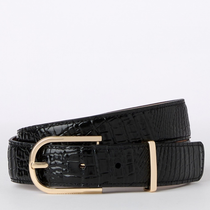 Brahmin Medium Leather Gold Buckle Belt