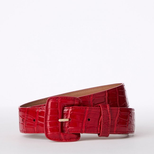 Brahmin Wide Covered Leather Buckle Belt Carnation Classic