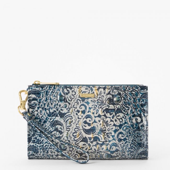 Brahmin Daisy Leather Wristlet - Blue Filigree Melbourne