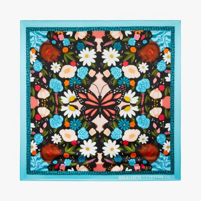 Brahmin Coco Michele Slik Scarf - Ivory-Flourishing