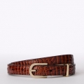 Brahmin Skinny Leather Gold Buckle Belt Pecan Classic Croc