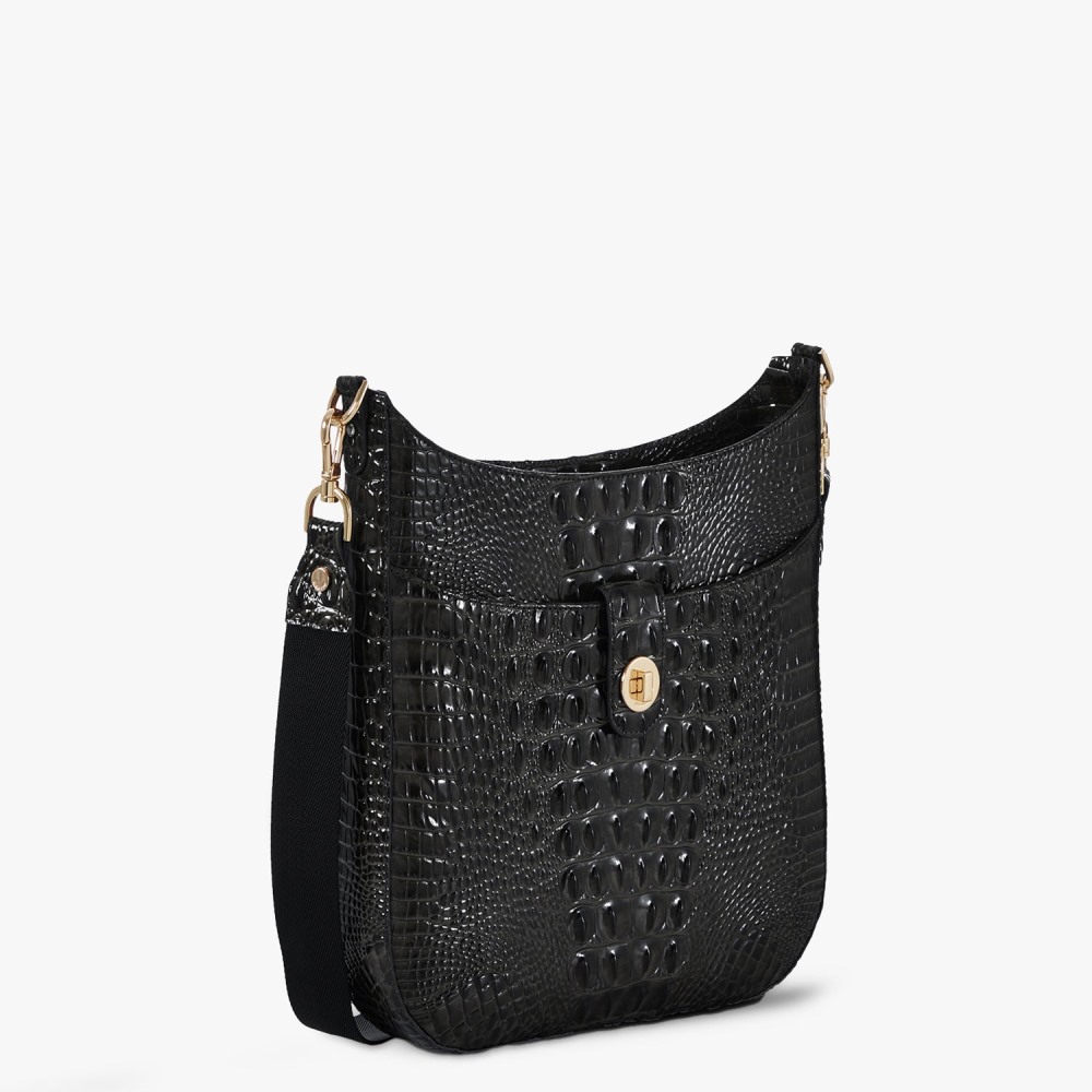Brahmin Leia Leather Crossbody - Black Melbourne