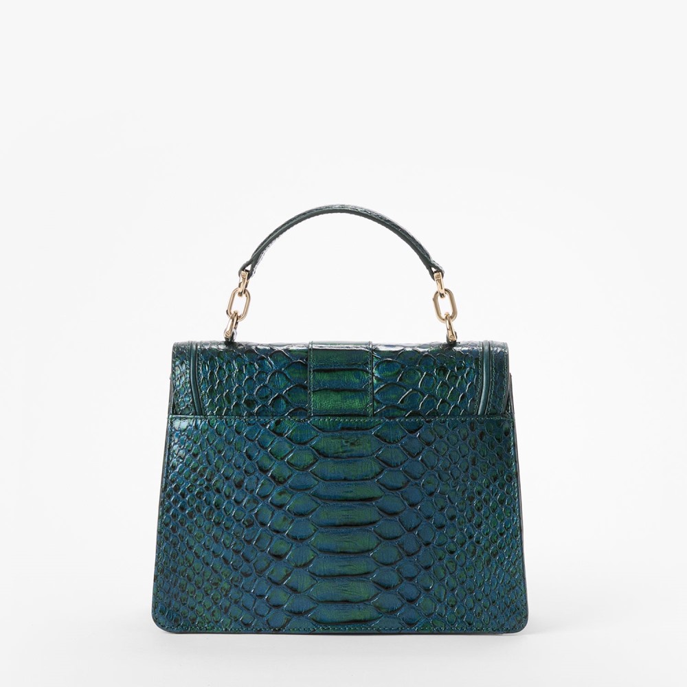 Brahmin Small Hallie Leather Satchel - Evergreen Kalopsia