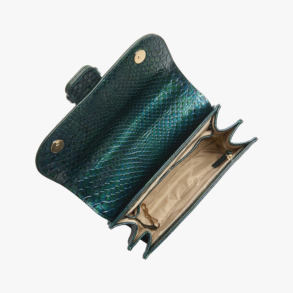 Brahmin Small Hallie Leather Satchel - Evergreen Kalopsia
