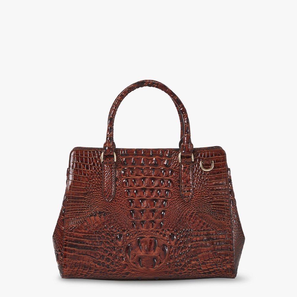 Brahmin Small Finely Leather Satchel - Pecan