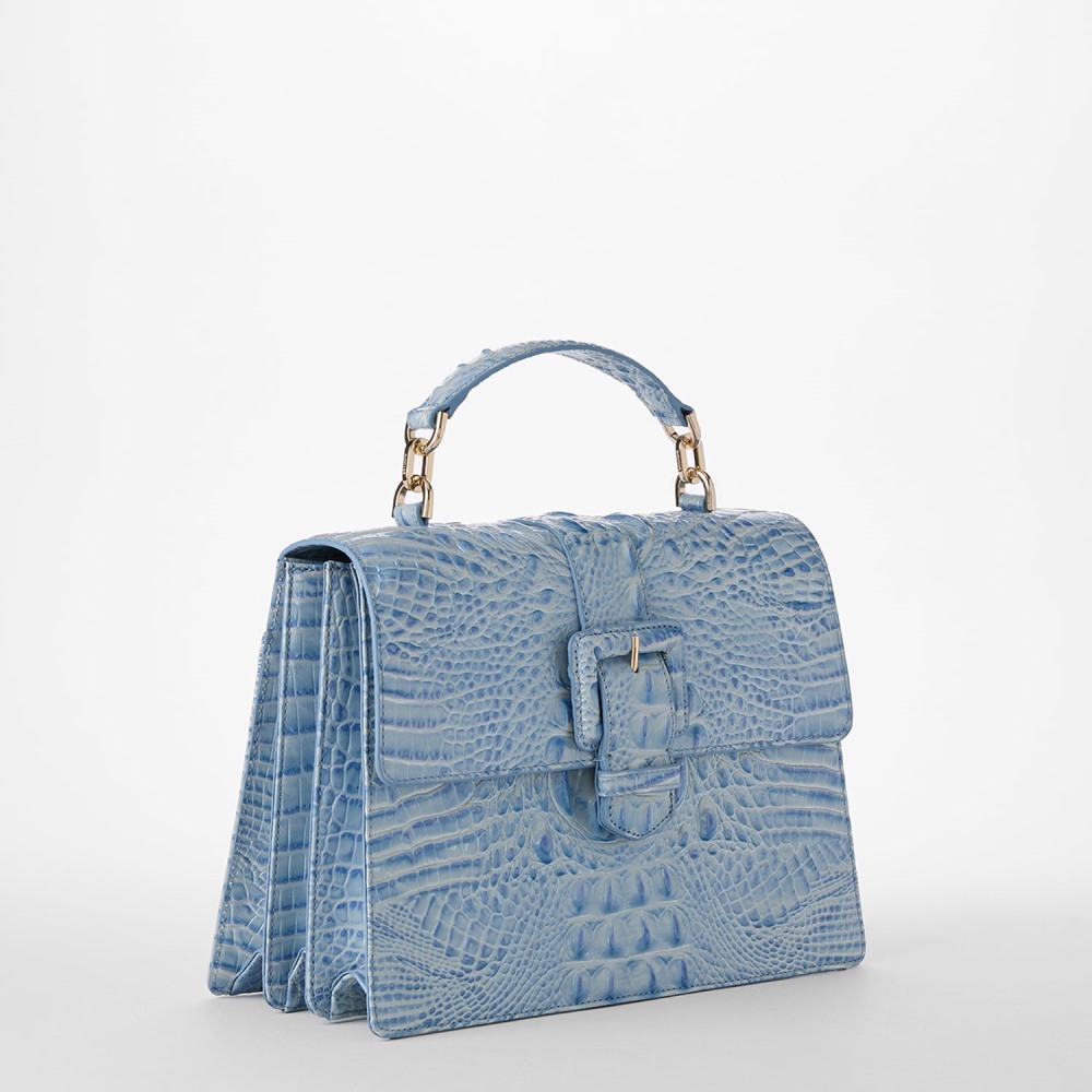 Brahmin Hallie Leather Satchel - Heavenly Blue Melbourne
