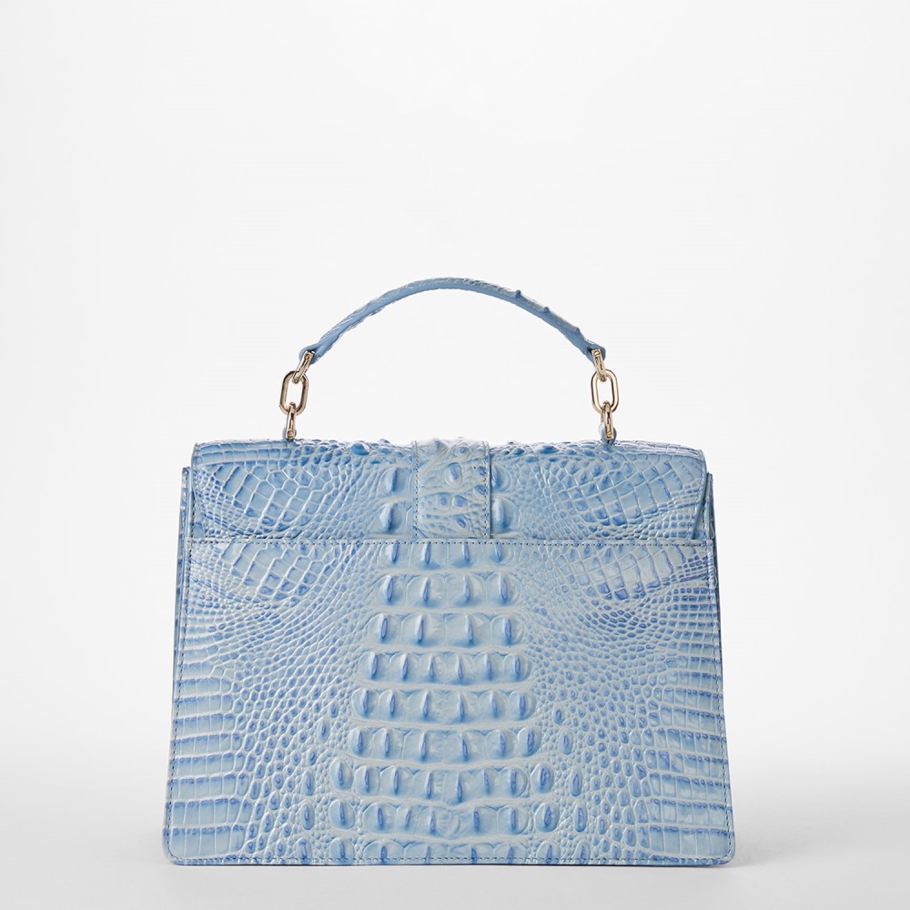 Brahmin Hallie Leather Satchel - Heavenly Blue Melbourne