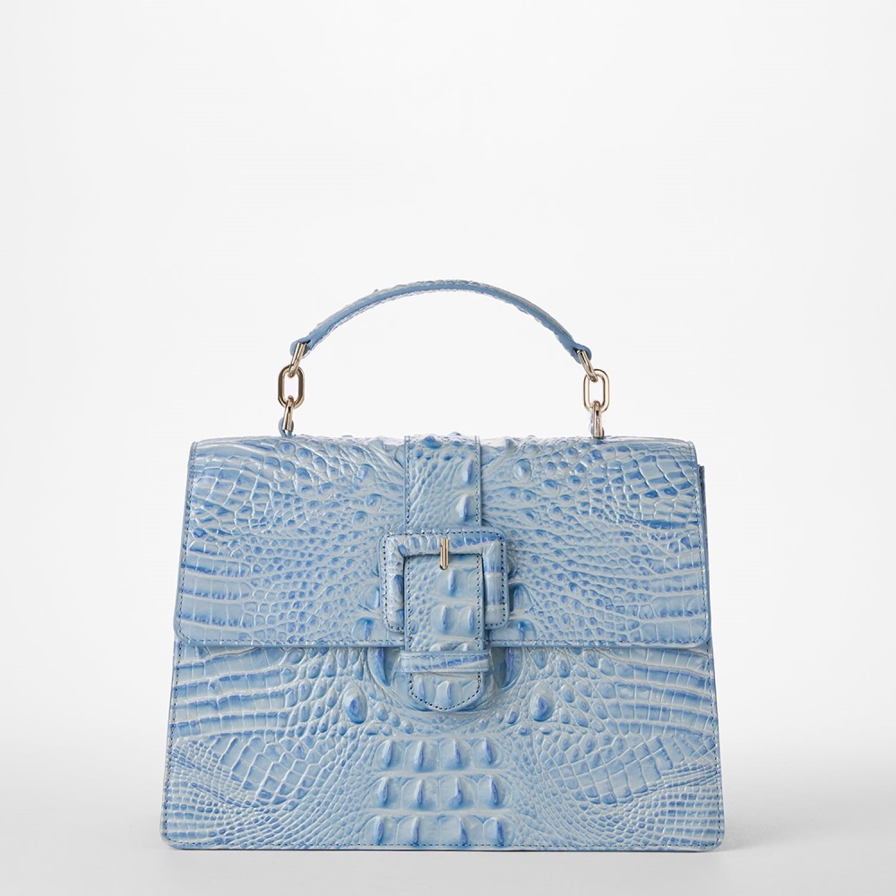 Brahmin Hallie Leather Satchel - Heavenly Blue Melbourne