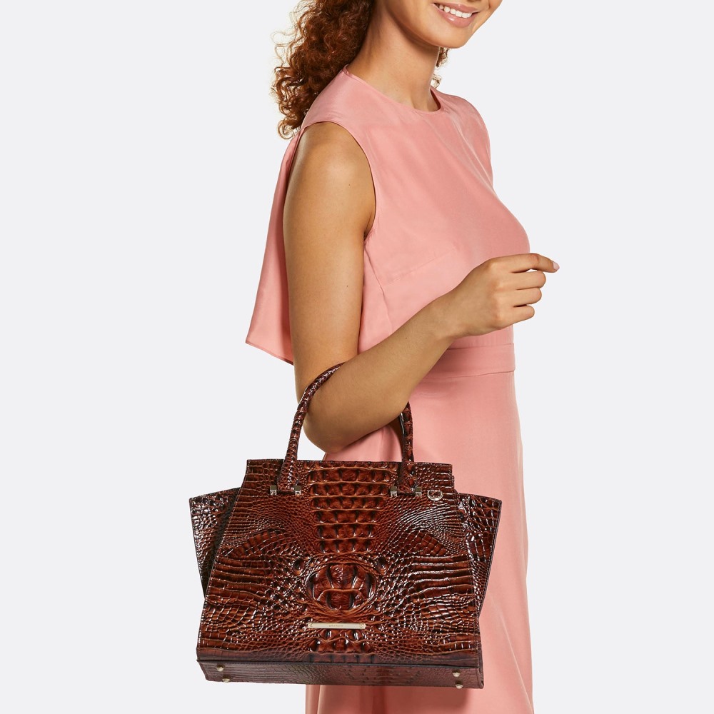 Brahmin Priscilla Leather Satchel - Red Claudine