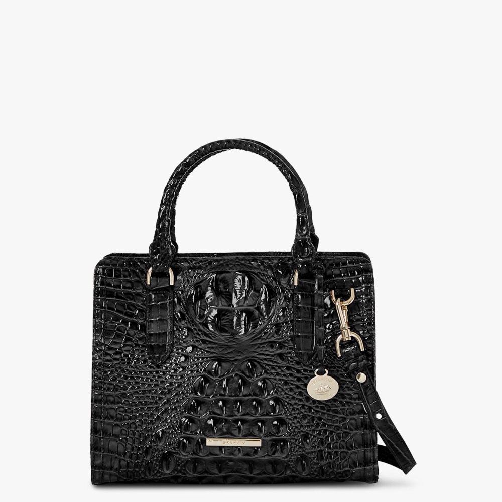Brahmin Cami Leather Satchel - Black Melbourne