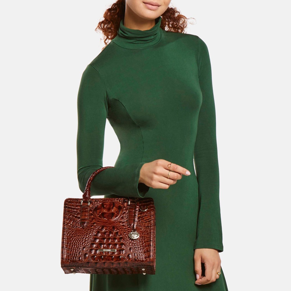 Brahmin Cami Leather Satchel - Black Melbourne