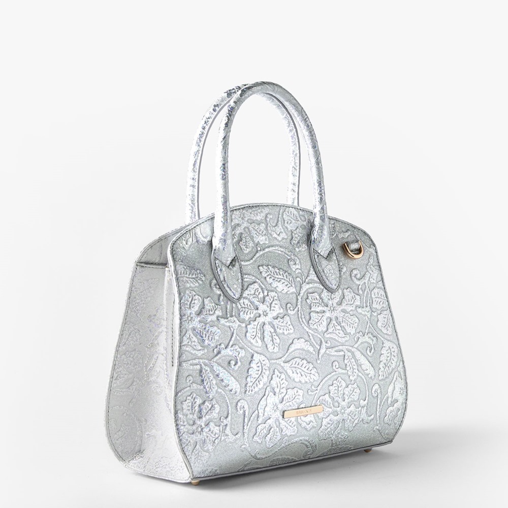 Brahmin Rosetta Leather Satchel - Chrome Estonia