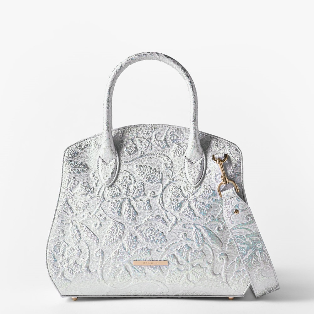Brahmin Rosetta Leather Satchel - Chrome Estonia