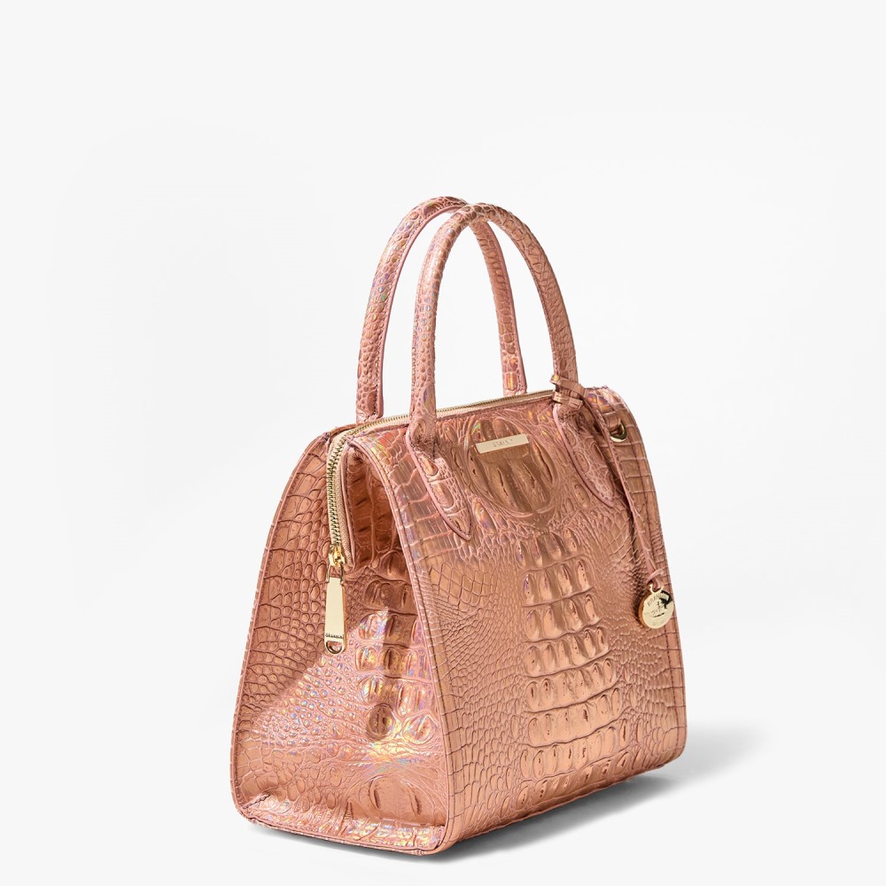 Brahmin Small Caroline Leather Satchel - Rose Gold Melbourne