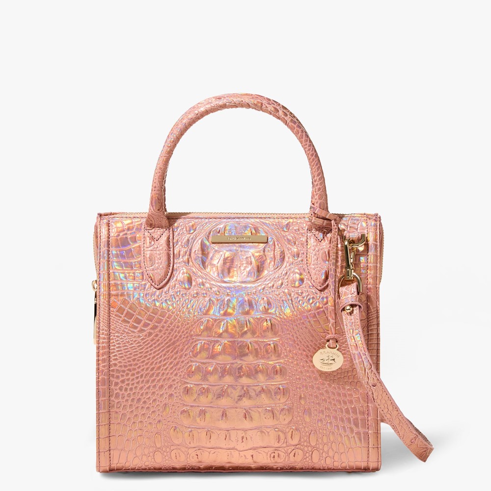 Brahmin Small Caroline Leather Satchel - Rose Gold Melbourne