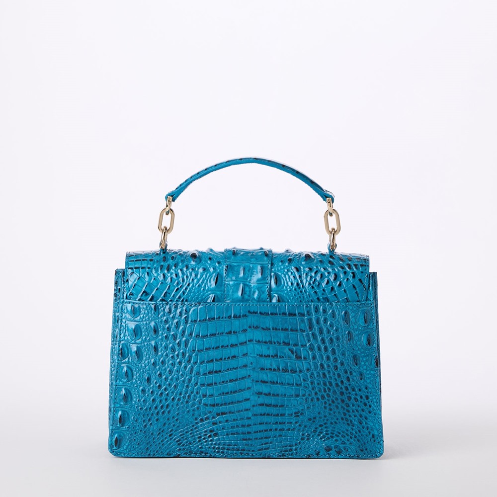 Brahmin Small Hallie Leather Satchel - Vibrant Azure