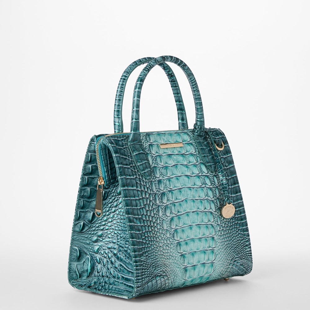 Brahmin Small Caroline Leather Satchel - Spearmint Ombre Melbourne