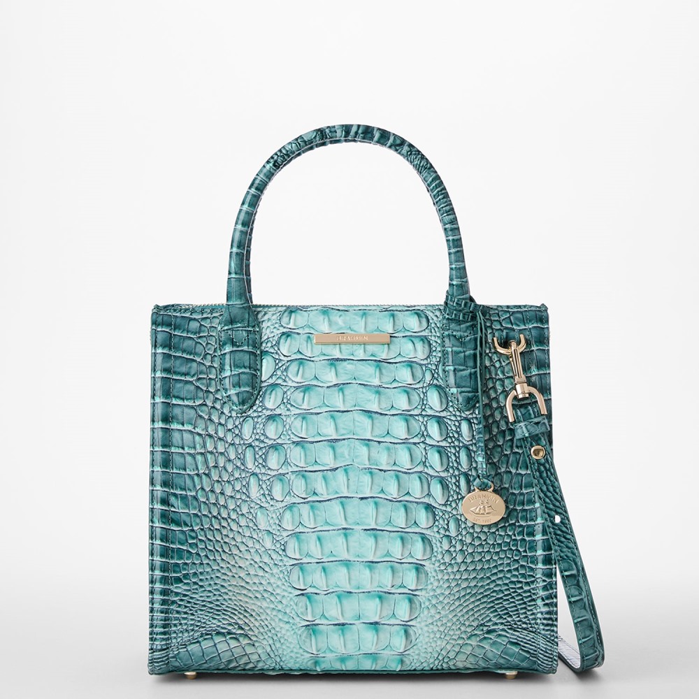 Brahmin Small Caroline Leather Satchel - Spearmint Ombre Melbourne