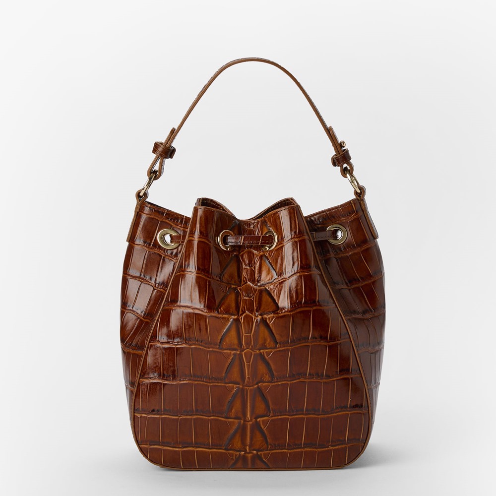 Brahmin Melinda Leather Bucket Bag - Chestnut Marana