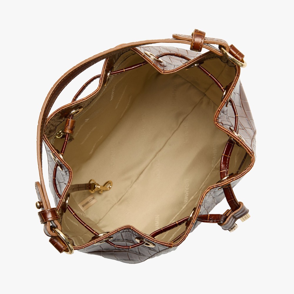 Brahmin Melinda Leather Bucket Bag - Chestnut Marana