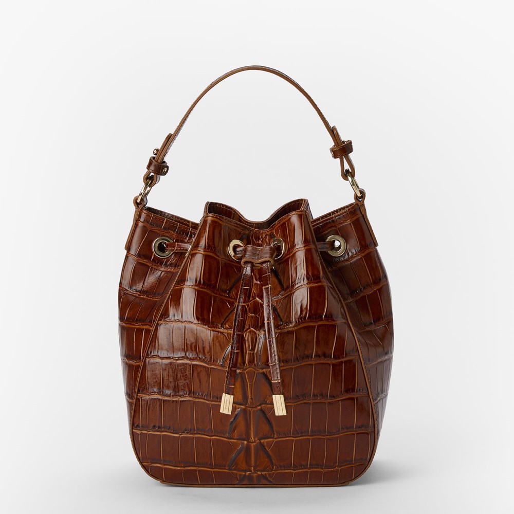 Brahmin Melinda Leather Bucket Bag - Chestnut Marana