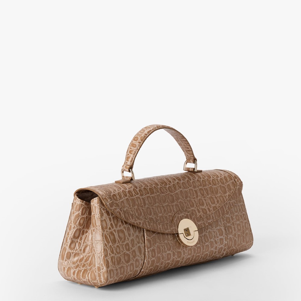 Brahmin Dayan Leather Satchel - Timeless Taupe Bayem