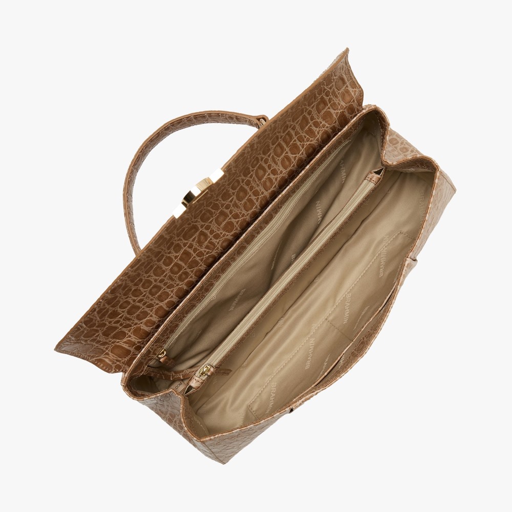 Brahmin Dayan Leather Satchel - Timeless Taupe Bayem