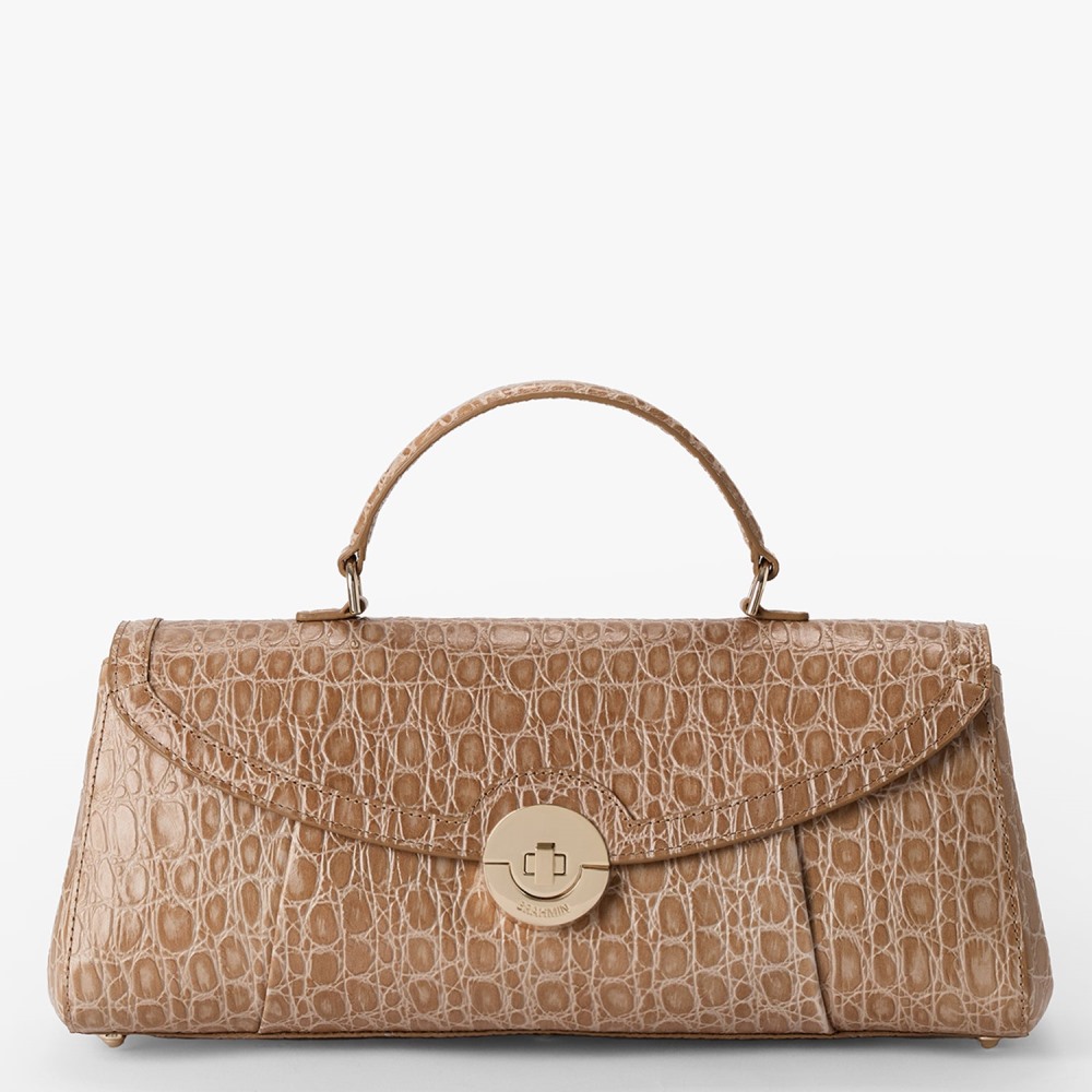 Brahmin Dayan Leather Satchel - Timeless Taupe Bayem