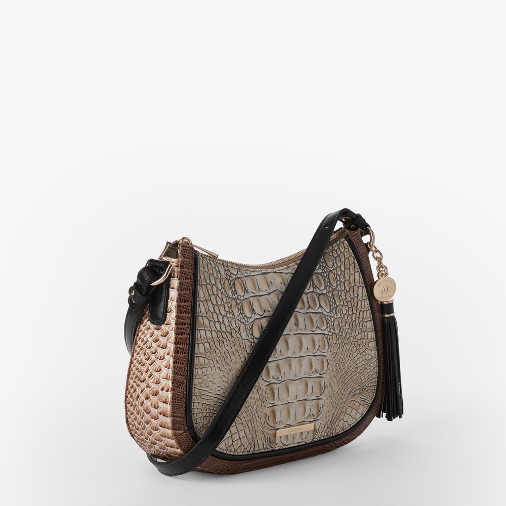 Brahmin Shayna Leather Crossbody - Timeless Taupe Skien