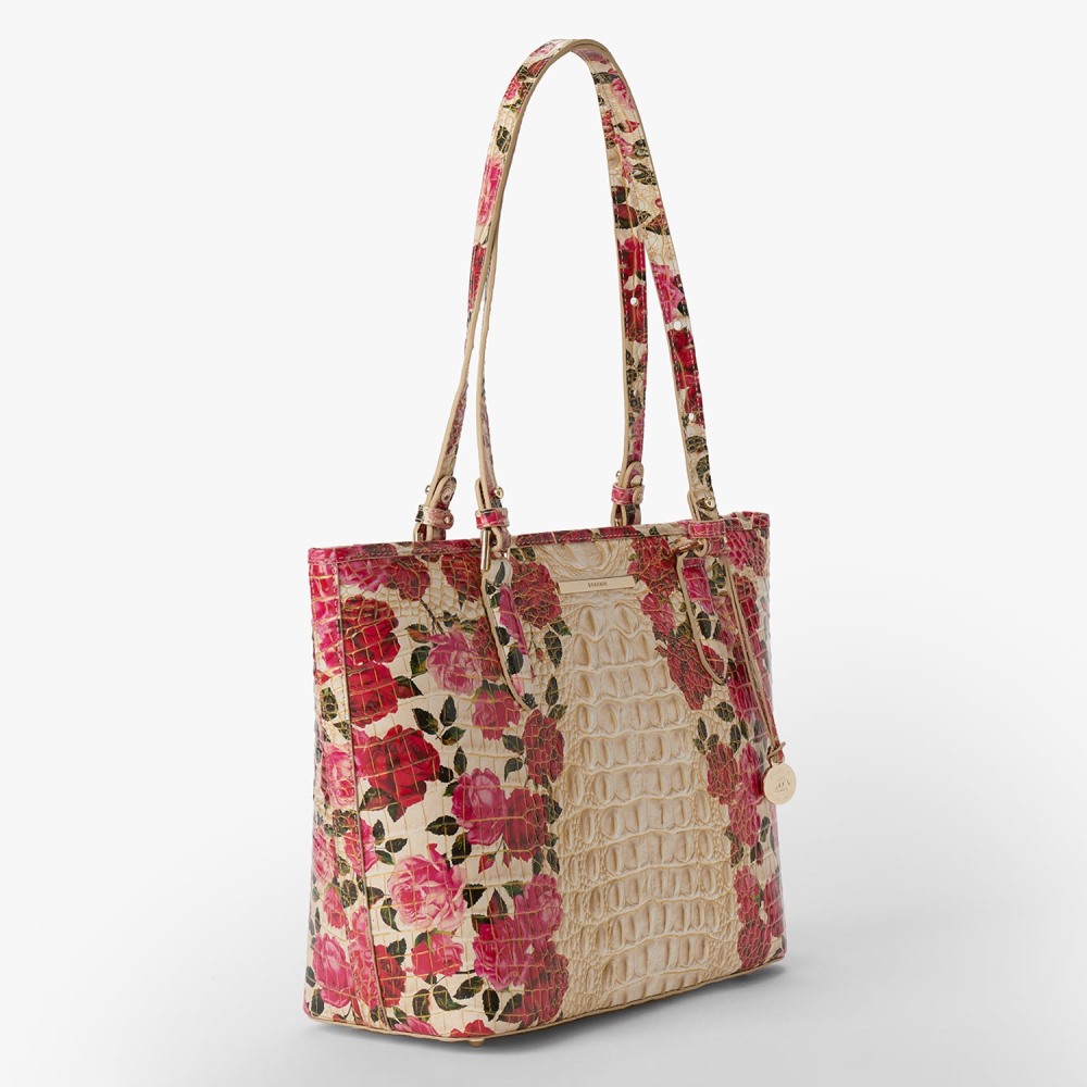 Brahmin Medium Asher Leather Tote - Romantic Roses Ombre Melbourne