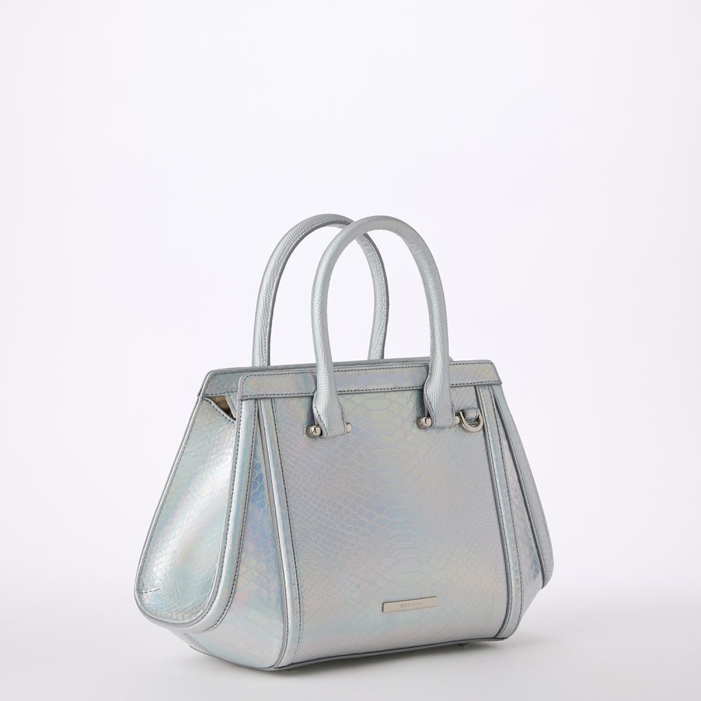 Brahmin Small Arden Leather Satchel - Silver Silverleaf